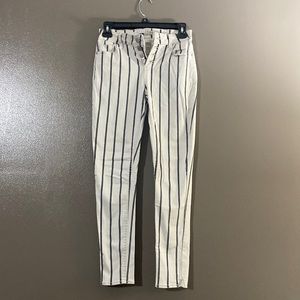 Striped white and black skinny jeans